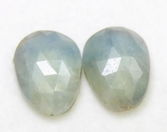 Faceted Blue Sapphire Gemstone Pair: 12.65 Carat Rose Cut Stones