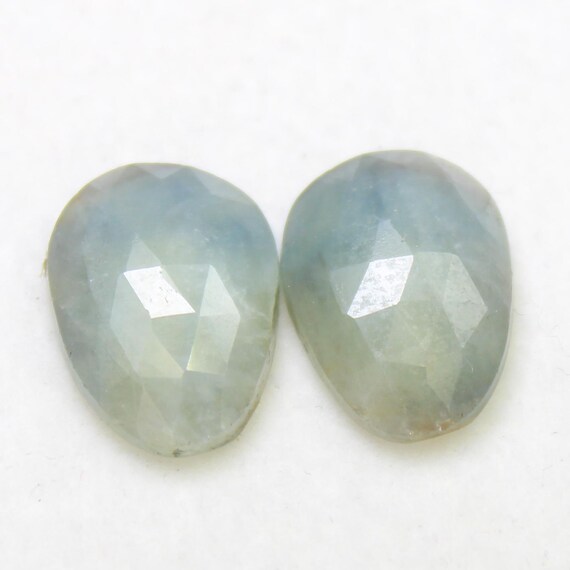 Faceted Blue Sapphire Gemstone Pair: 12.65 Carat Rose Cut Stones