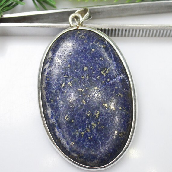 Natural Blue Lapis Sterling Silver Pendant Necklace - December Birthstone