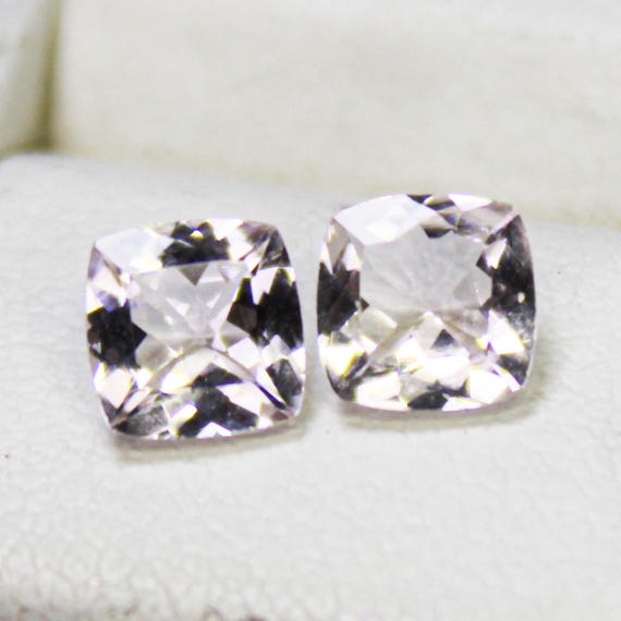 Natural Pink Morganite Pair Gemstone: 1.00 Carat Cushion, 5x5x3 mm Size