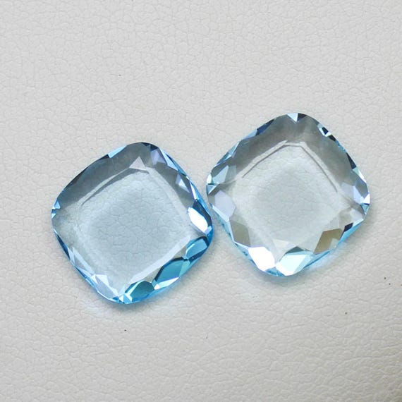 Sky Blue Topaz Pair: Natural Cushion Cut Gemstones, 9.50 Carats