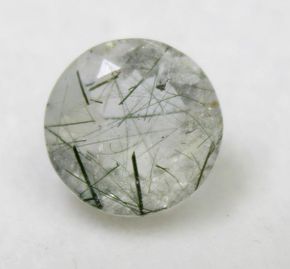 Faceted Black Rutile Quartz: 5.48 Carat Round Gemstone