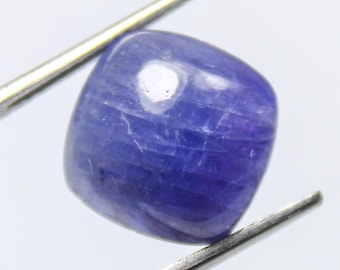 Natural Tanzanite Cushion Cabochon: 9.25 Carat Loose Gemstone, 12x12x7 mm