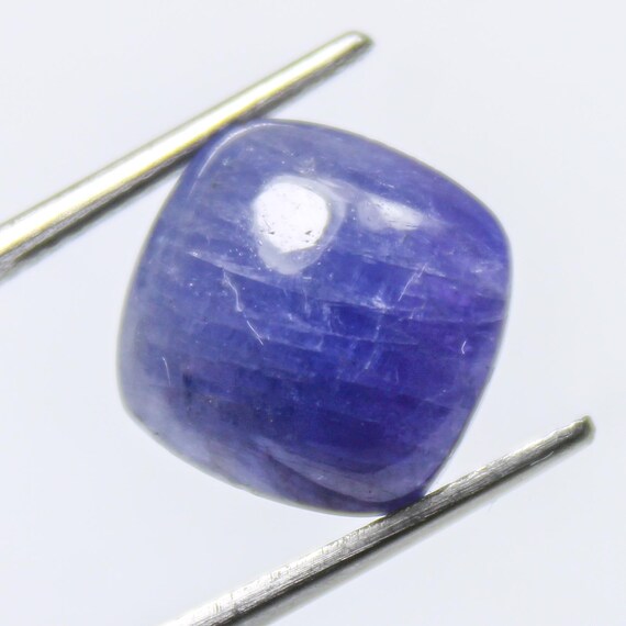 Natural Tanzanite Cushion Cabochon: 9.25 Carat Loose Gemstone, 12x12x7 mm