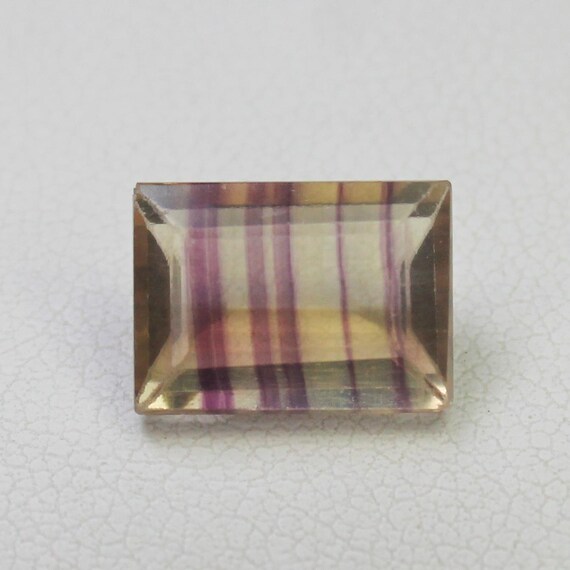 Natural Faceted Multi Colour Fluorite Gemstone : Baguette Shape, 4.10 Carat (11x8x5 MM)