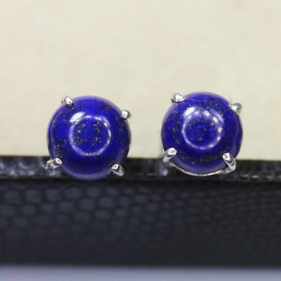 Natural Blue Lapis Vintage Studs With 925 Sterling 2.60 Grams May Birthstone