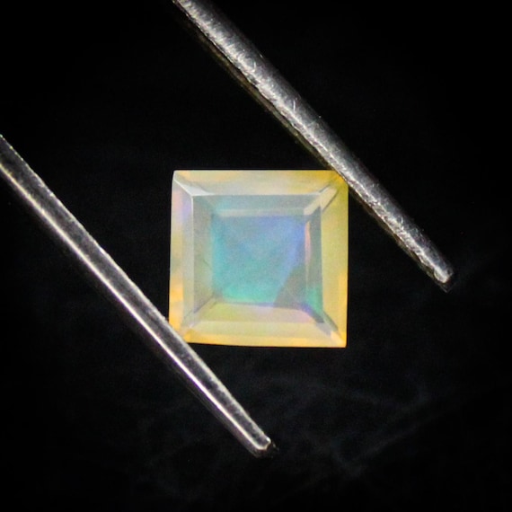 Faceted Ethiopian Opal: 0.85 Carat Square Gemstone, Jewelry Making