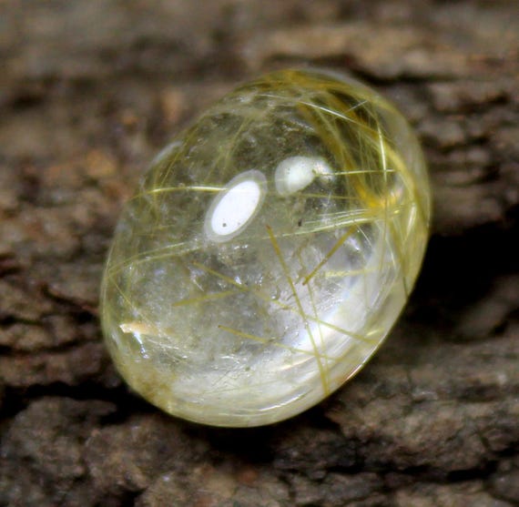 Golden Rutile Quartz Cabochon: Oval Gemstone for Jewelry Making (7.44 Carats, 13x10x8 mm)