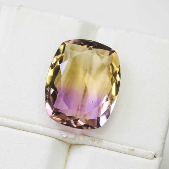 Natural Bio Ametrine Gemstone: 8.55 Carat Cushion, 15x12x6 mm