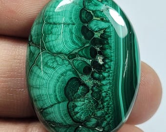 Natural Green Malachite Cabochon: Oval Gemstone for Jewelry Making