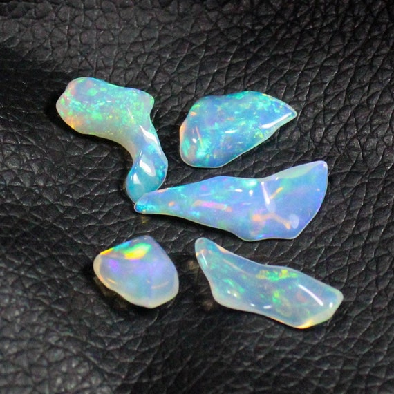 Natural White Opal Rough Lot: Polished Tumble Gemstones (5 Pcs)