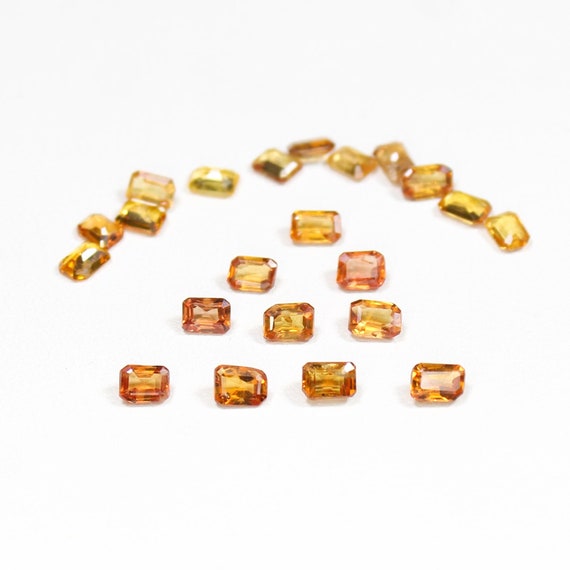 Faceted Orange Sapphire Lot: Natural Baguette Gemstones, 5.00 Carats