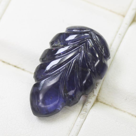 Natural Blue Iolite Carving Gemstone: 9.75 Carat Fancy, 19x12x6 mm