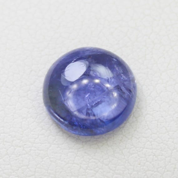 Natural Tanzanite Round Cabochon: Loose Purplish Blue Gemstone, 3.20 Carat
