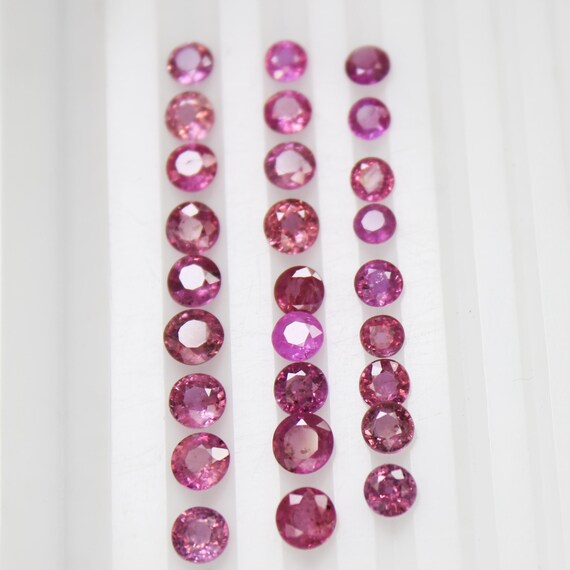 Faceted Pink Sapphire Round Gemstone: 3mm, 4mm, 5mm Jewelry Making