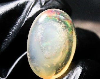 Ethiopian Opal Cabochon: Multi Fire Oval Gemstone (22.5x16x9 MM, 20.25 Carats)