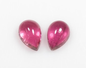 Natural Pink Tourmaline Pear Cabochon Pair: 5.45 CTS Gemstone