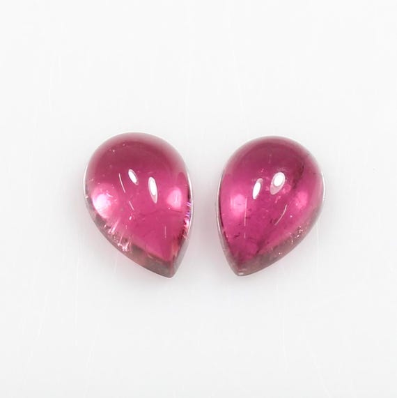 Natural Pink Tourmaline Pear Cabochon Pair: 5.45 CTS Gemstone