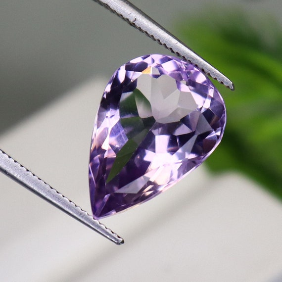 Natural Pink Amethyst Gemstone: Pear Shape Faceted Loose Stone, 4.80 Cts