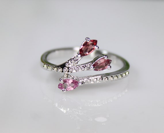 Marquise Pink Tourmaline Ring: .925 Sterling Silver, US Size 7