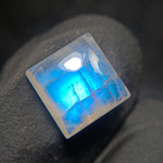 Square Rainbow Moonstone Cabochon: 5.40 Carats, 9x9mm Gemstone