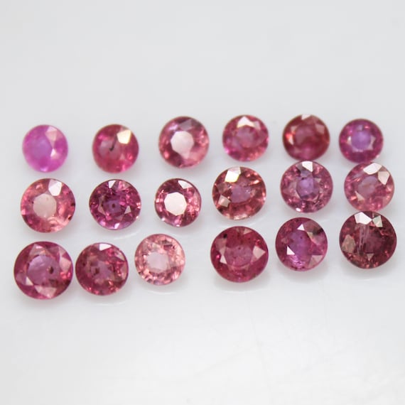 Faceted Round Pink Sapphire: Natural Gemstone for Jewelry Making (3-5mm Lot