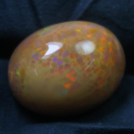 Natural Ethiopian Opal Cabochon: Oval Multi Fire Loose Gemstone (14x11x7 MM, 6.25 Carat)