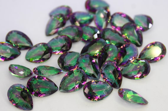 Faceted Mystry Quartz Gemstone: Rainbow Quartz Gemstone Per Piece Price (12x8x4 MM Size)