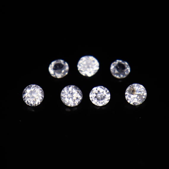Faceted White Zircon Gemstones: 2.55 Carats, Round, 4x4x3 mm, Jewelry Making