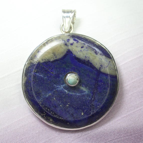 Natural Blue Lapis Sterling Silver Pendant Necklace - December Birthstone