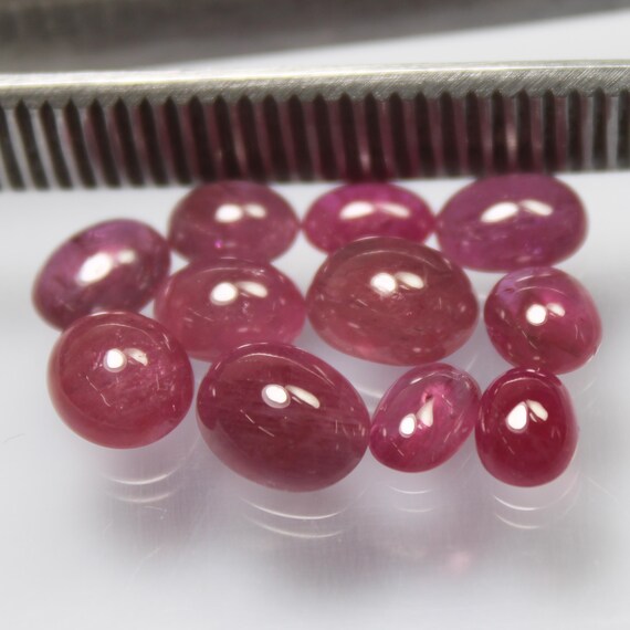 Natural Pink Ruby Cabochon Lot: Oval Gemstone for Jewelry Making