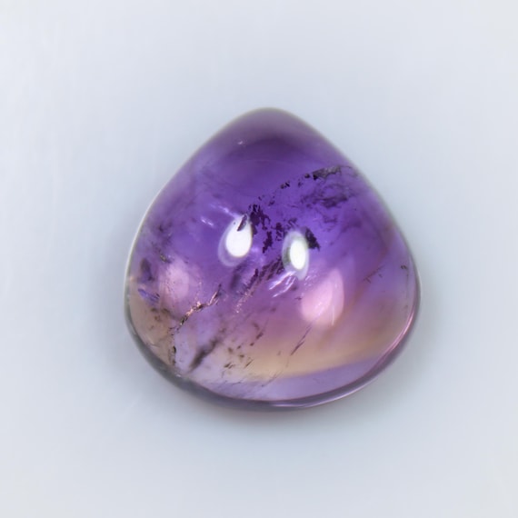 Natural Ametrine Heart Cabochon: Violet Purple & Gold Bi-Color Quartz, 20Cts
