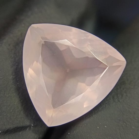 Faceted Pink Rose Quartz: Trillion Cut Gemstone, 7.35 Carats