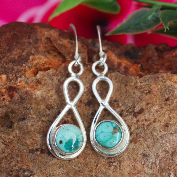 Natural Blue Tourquise Vintage Earring With 925 Sterling 2.30 Grams December Birthstone