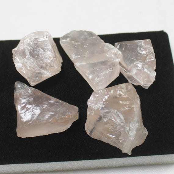 Raw Pink Rose Quartz Pieces (5): Natural Gemstone for Jewelry Making