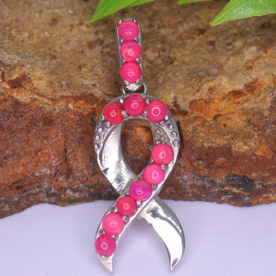 AAA+ Pink Opal Sterling Silver Pendant Necklace - October Birthstone