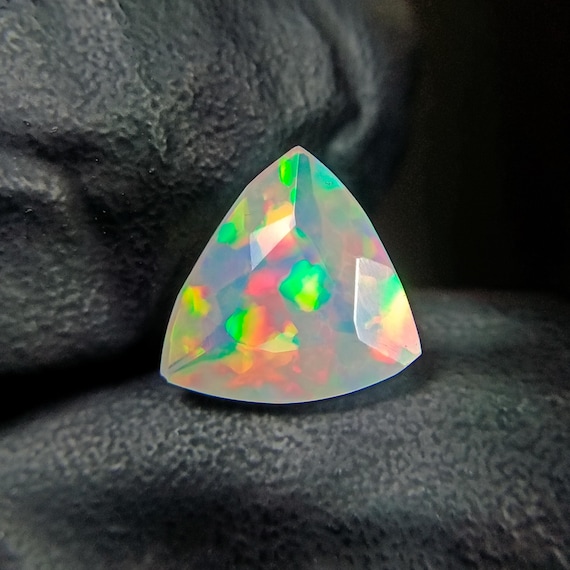 Faceted Ethiopian Opal: 1.20Ct AAA+ Grade Triangle Welo Opal, 9x8x5mm