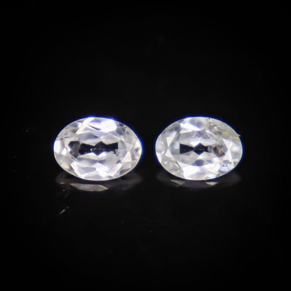Faceted White Zircon Pair: 2.00 Carats, 7x5x3 mm, Oval Gemstones