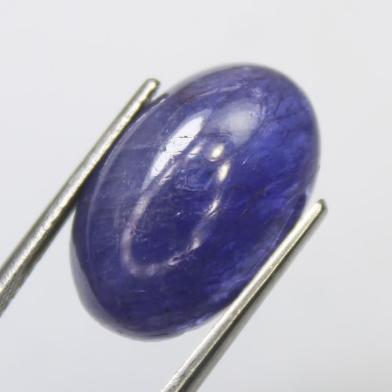 Natural Tanzanite Oval Cabochon: Loose Purplish Blue Gemstone, 13.65 Carat