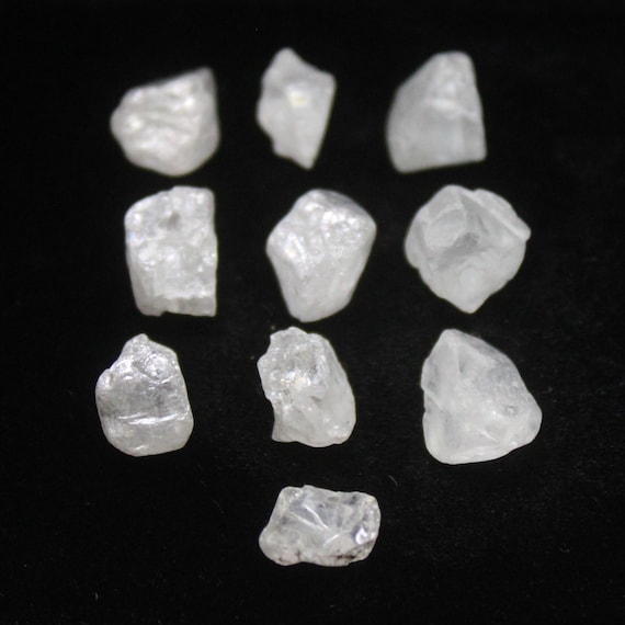 Raw White Zircon: Rough Gemstones, 25.70 Carats, 7-9mm (10 Pieces