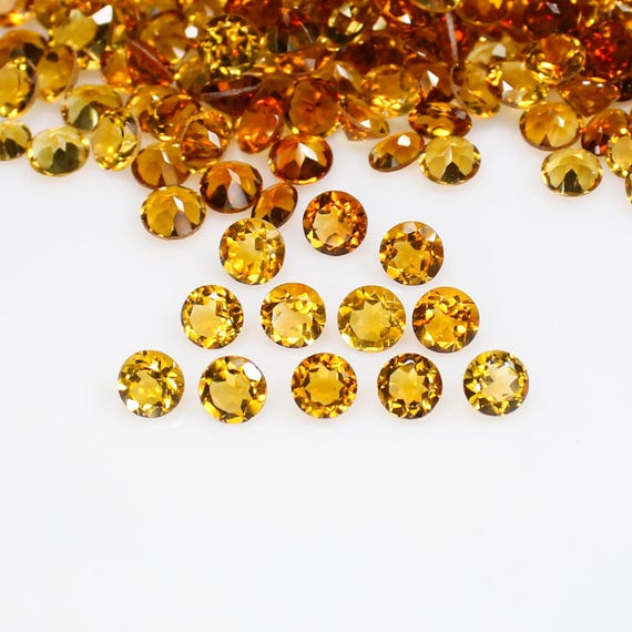 Natural Faceted Brandy Color Citrine Lot 5 MM Round For Jewelry Setting