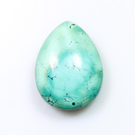 Arizona Turquoise Pear Cabochon: Natural Gemstone for Jewelry Making (19x14x7 MM, 12.00 CT)