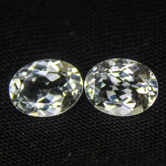 Natural Faceted White Topaz Pair: 4.25 Carat Oval Shape Gemstone (9x7x4 mm)