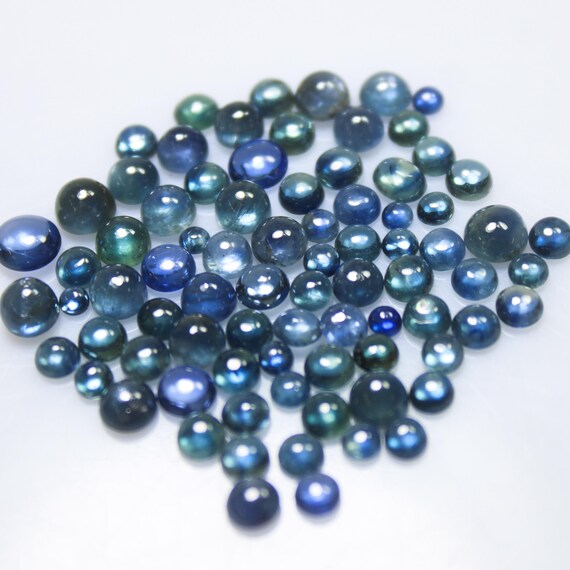 Natural Blue Sapphire Cabochon Lot: Round Gemstone, Jewelry Making (2-5mm Size