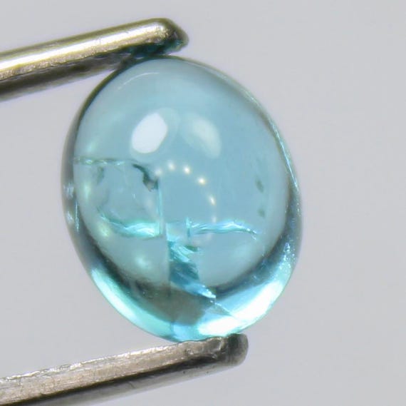 Natural Blue Apatite Cabochon: 1.60 Carat In Oval Shape Gemstone, 8x6x4 mm