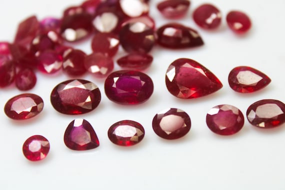 Natural Faceted Glass Filled Ruby Lot Per Piece Price Mix Size And Mix Weight Making For Jewelry