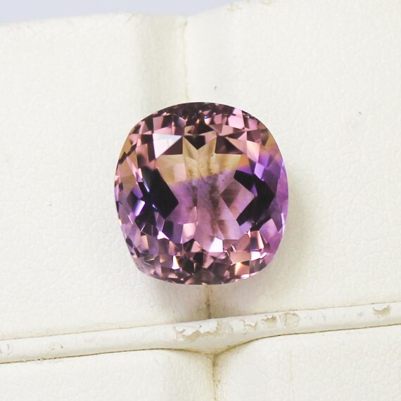Natural Bio Ametrine Gemstone: 5.85 Carat Cushion, 11x10x8 mm