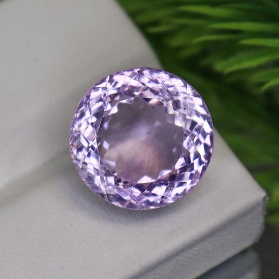 Natural Pink Amethyst Gemstone: Round Faceted Loose Stone, 12x9 MM