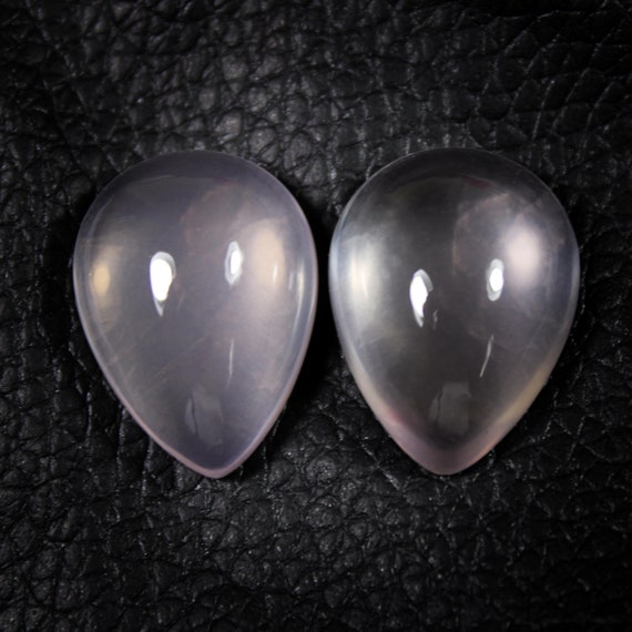 Rose Quartz Cabochon Pair: Pear Gemstone Supplies, 33 CTS