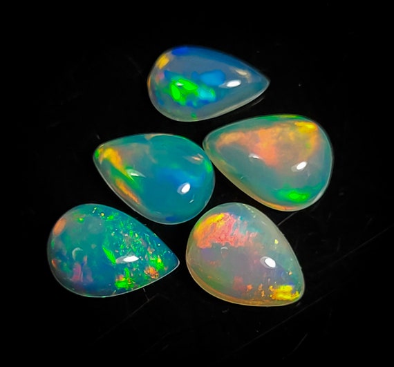 Natural White Ethopian Cabochoan 5 Pcs Lot ,Amazing Milk White Colour Opal 3.10 Ct Beautiful Polished Opal,Amazing Quality Pear Opal